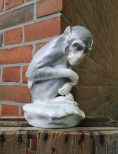 Anfora Works Turn Teplitz Art Nouveau gatto marino - scimmia / vecchia figura in porcellana