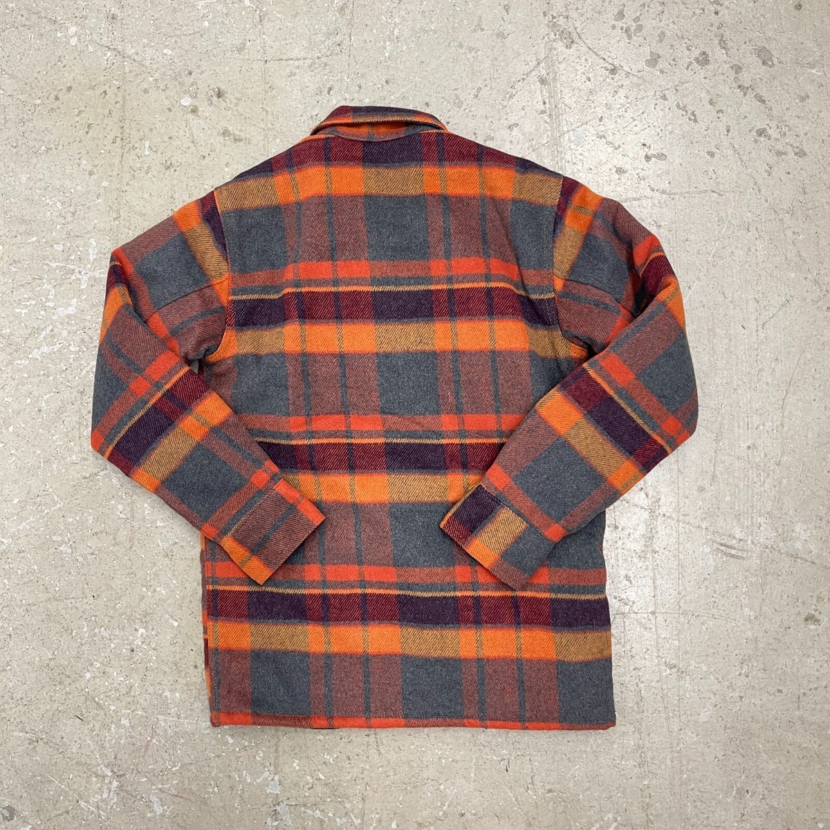 Wrangler Jacket Mens Small Blaze Orange Quilted Flannel Snap