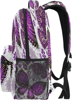 Functional & Stylish: Purple Butterfly Backpack for Work  display picture 1