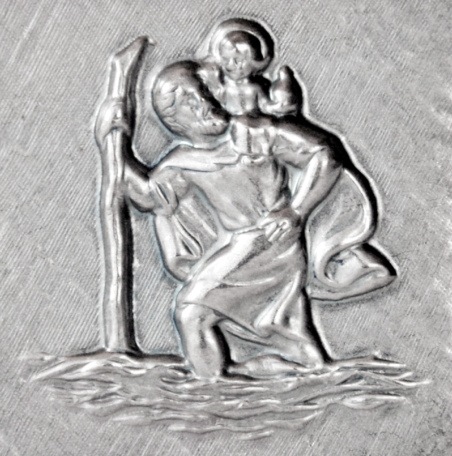 Christophorus Schutzpatron 4,5 cm Plakette Diamantschliff Relief  Christopherus