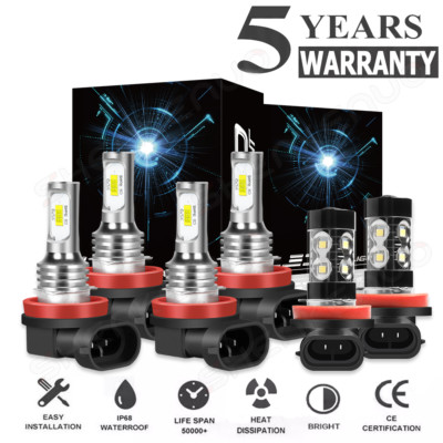 LED Headlight High Low + Fog Light bulbs Combo Kit For Nissan X-Trail 2015-2019