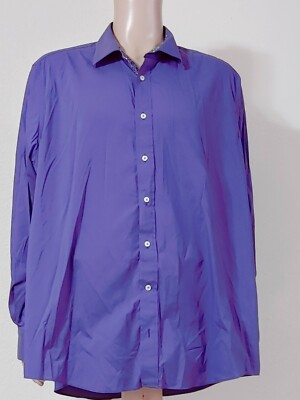 Harris & Howard Men Navy Blue Nylon Collar Long Sleeve Button-Down Shirts Size L