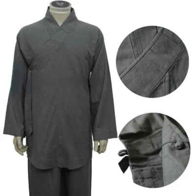 KUNGFUWORLD Buddhist Shaolin Monk Robe complete set Daily Kung Fu Suit Meditation Uniforms