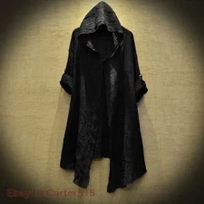 Translucent Linen Cloak Men's Punk Gothic Mid Long Coat Dustproof Jacket Retro