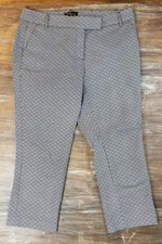 Dalias Cropped Slack Pants Floral Black White Chino Capri Dress Bottoms 8 SALE