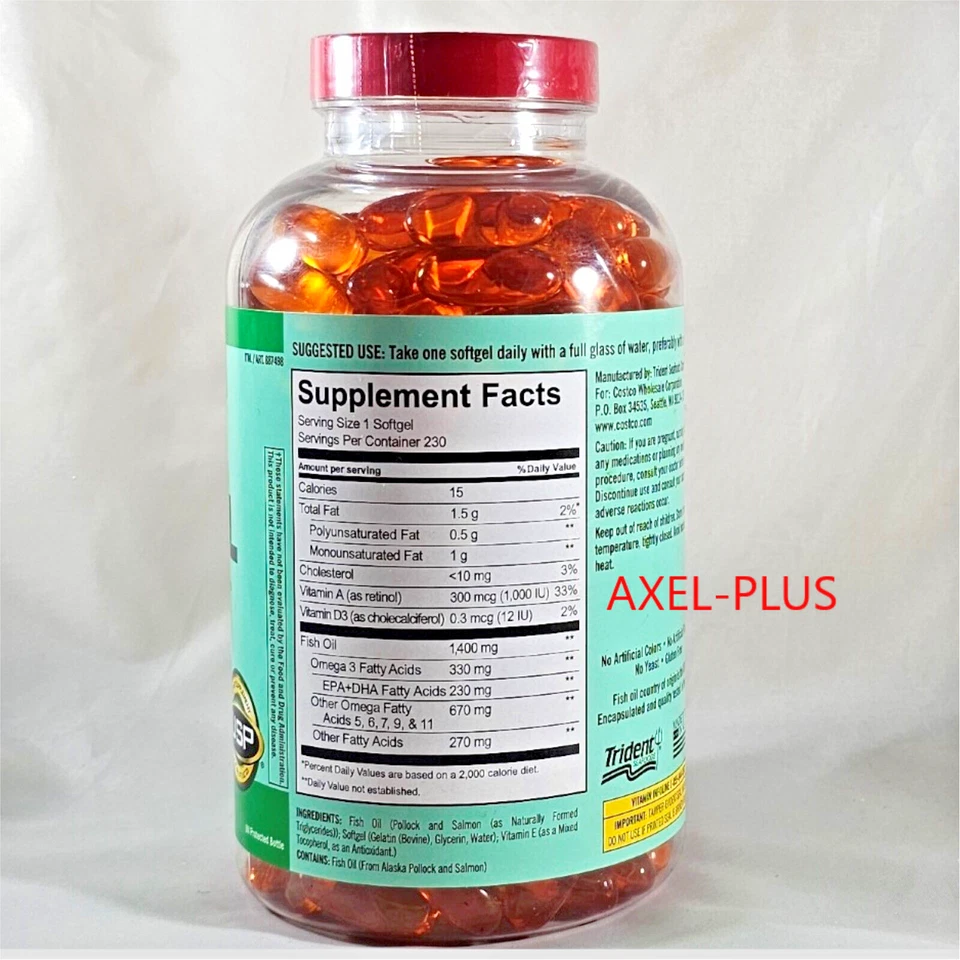 Kirkland Signature Wild Alaskan Fish Oil 1400 mg., 230 cápsulas blandas Foto 2 de 2