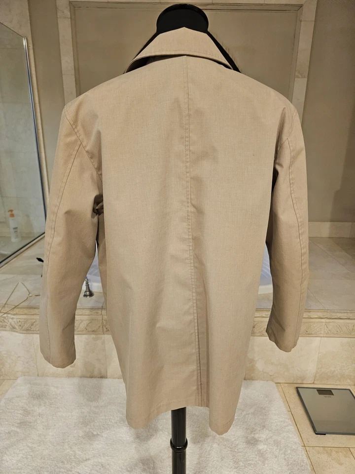 Banana Republic Mens Raincoat Rain Jacket Trench Coat Large L Khaki Pea  - Image 3 of 4