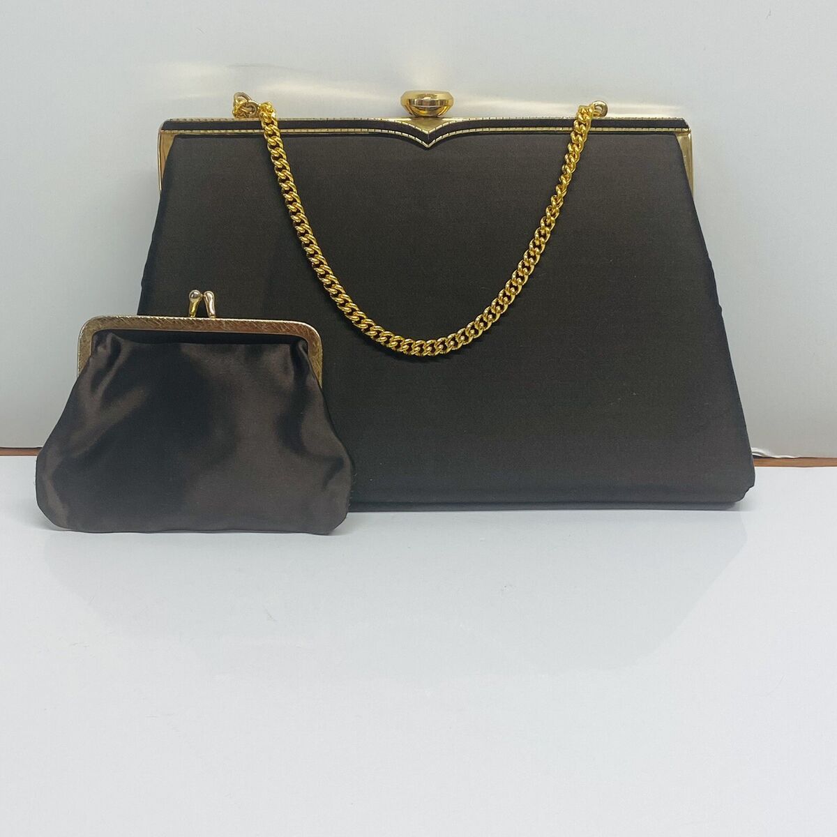 Coblentz Handbag Clutch Coin Purse Brown Gold Tone Clasp Convertible Vintage eBay