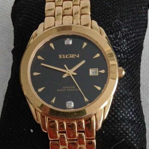 Vintage Men's Elgin 2 Jewel Quartz Watch with Date plus New Battery & Gift Box - Picture 2 of 5