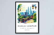 Kuala Lumpur Watercolor Poster Kuala Lumpur Travel Print KL Wall Art KL