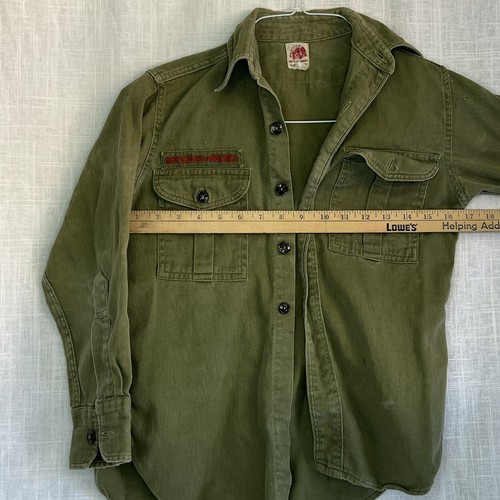BSA Official Olive Green Uniform Shirt Long Sleeve Youth Size Large CR-273 - Picture 5 of 8