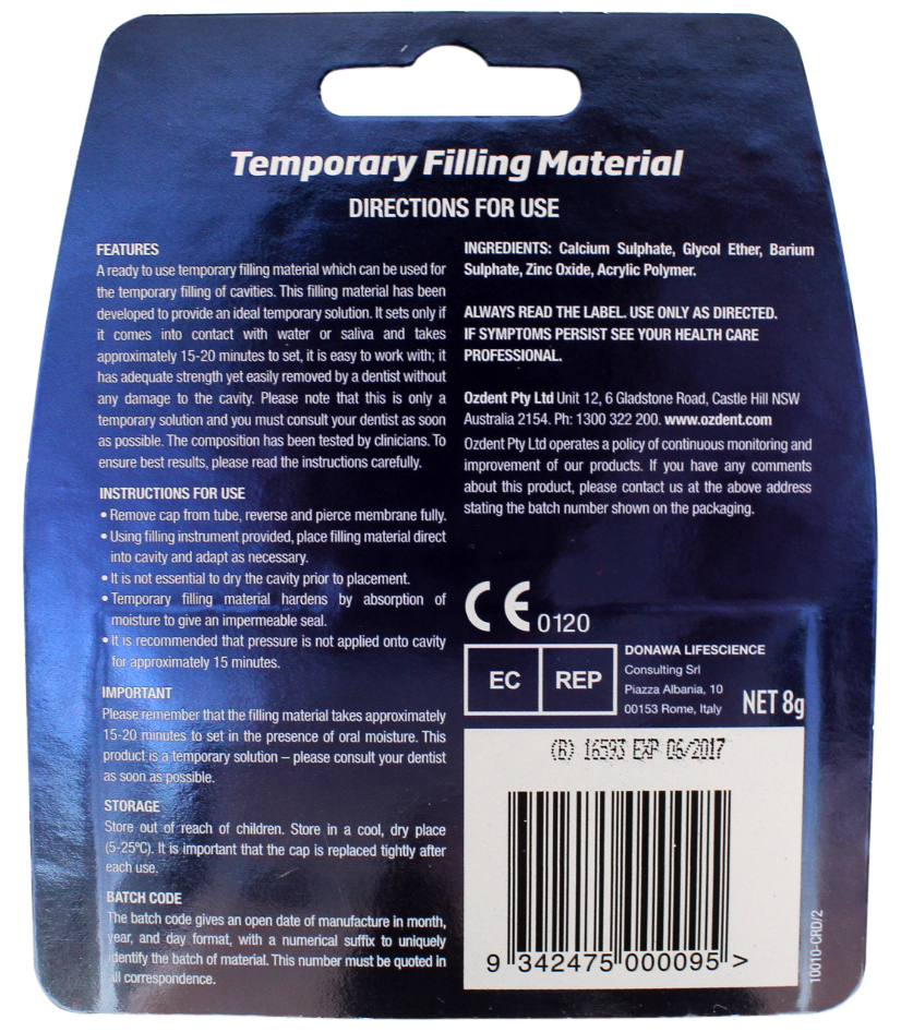 Dentafix Temporary Filling Repair Repair Fillings FastStrong