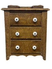 ANTIQUE paint decorated miniature chest of drawers folk art primitive 1870s  pa
