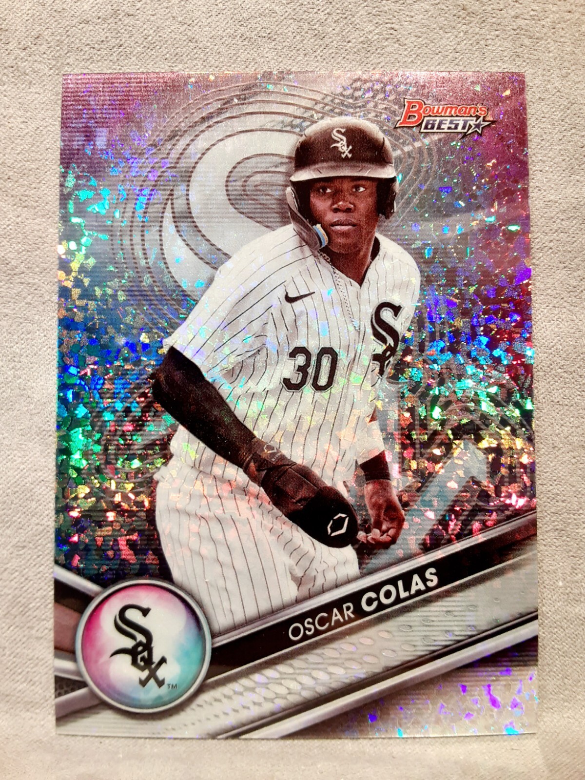 2022 Bowman's Best #TP-28 Oscar Colas Mini Diamond Refractor /299 - White Sox