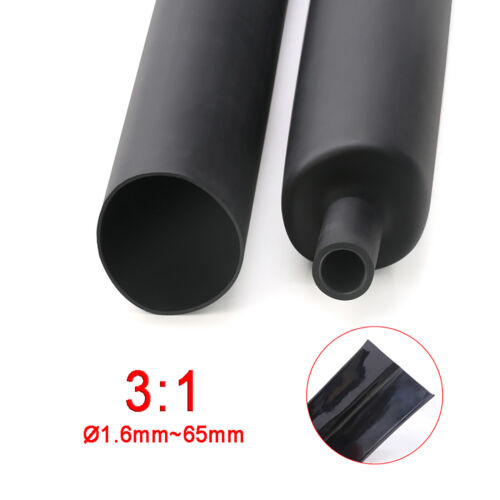 Tuyau rétractable Ø1,6 mm ~ 65 mm noir 3:1 avec colle tuyaux rétractables au mètre - Photo 1/6