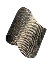 Vintage Gunmetal gray extrawide wave Cuff  ￼bracelet BoHo