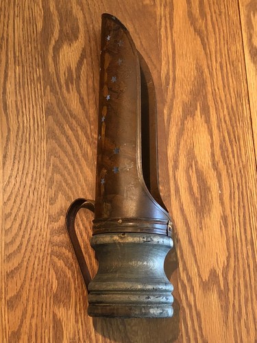 Vintage Hand Held Chamber Taper Candle Holder Wood Base w/Handle Sconce 10.5”
