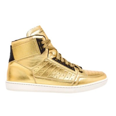 SAINT LAURENT Court Classic SL24 High Top Sneaker Gold Metallic Sz 43/US 10 $795