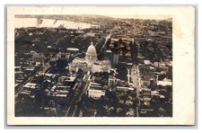 RPPC  Wisconsin State Capitol Madison & Lake Monana Birdseye Aerial