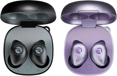 Fitness Bluetooth True Wireless 2X Earbuds Bundle (Black & Purple) - Built in Mi