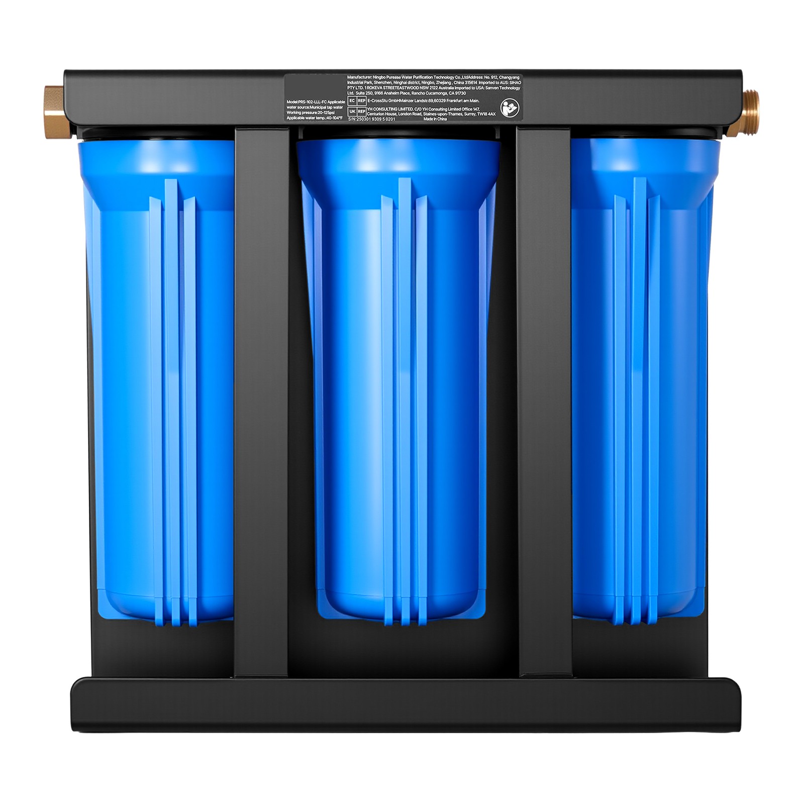 RV Water Filter System 3-Cartridge with Basket for Campers Boats RVs Vans