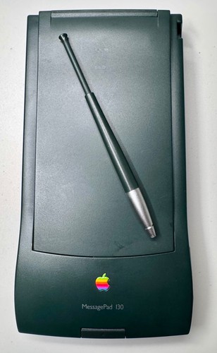 Apple Newton MessagePad 130 PDA w/ Case, IBM Modem, Stylus – Works – Vintage - Afbeelding 2 van 12