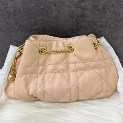 Christian Dior Ammi PM Beige Bucket Crossbody Gold Hardware