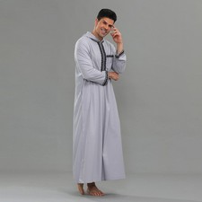 Men s Islamic Thobe Saudi Long Robe Jubba Arab Kaftan Islamic Caftan Muslim Gown