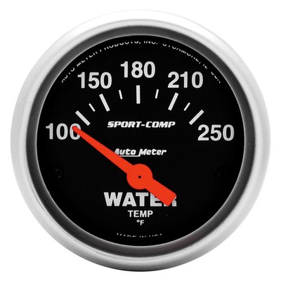 Auto Meter 3337 Sport-Comp Series 2-1/16'' Water Temperature Gauge, 100-250 F