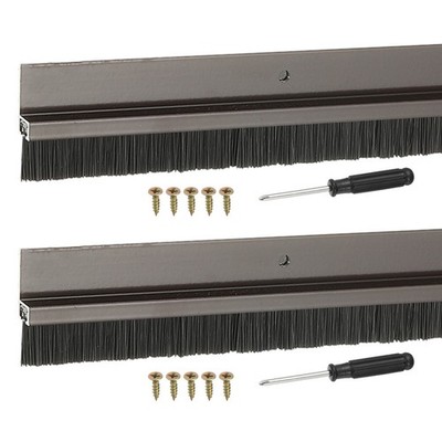 Door Sweep Brush Sweeps 0.6'' Black PP Brush 39''L x 1.6''W -H-Shape(2 Pcs, Brown)