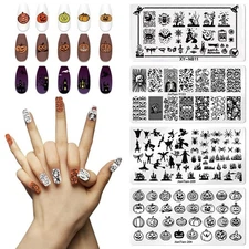 4PCS Halloween Nail Art Stamping Plates Halloween Nail Art Stamp Plates Pumpk...