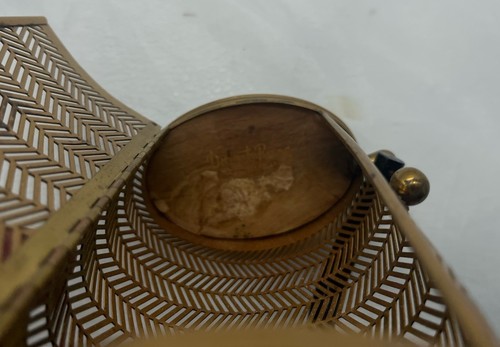 Vintage MCM Dorset Rex Fifth Ave Herringbone Brass Black Lucite Handle Purse - Picture 6 of 9