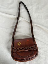 Hand tooled leather shoulder bag, hippie, boho, festival