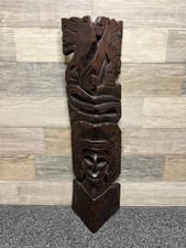 Hawaiian Style Tiki Totem Wooden Mask Hand Carved 21" Tall