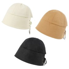 Women Summer Wide Brim Sunscreen Bucket Hat Criss for Cross Bandage Fisherman Ca