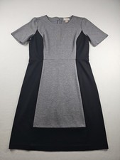 Ann Taylor Loft Short Sleeve Black & Gray Colorblock Dress Size 8