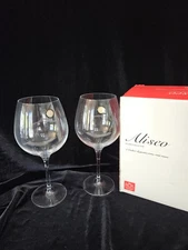 RCR Set of 2 Crystal Red Wine Goblets Aliseo Da Vinci Collection Made in Italy