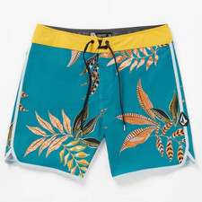 VOLCOM Blue Lido Print Scallop Swim Trunks Shorts NEW 30x8 30
