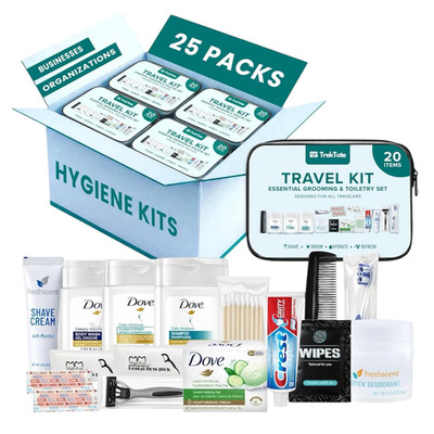 20 Piece Hygiene Kit Bulk, Travel Size Toiletries Set, Care Package Supplies, Mi