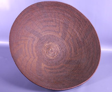 Old Native American Indian Handwoven Round Basket Tray Tribal Folk Art Design