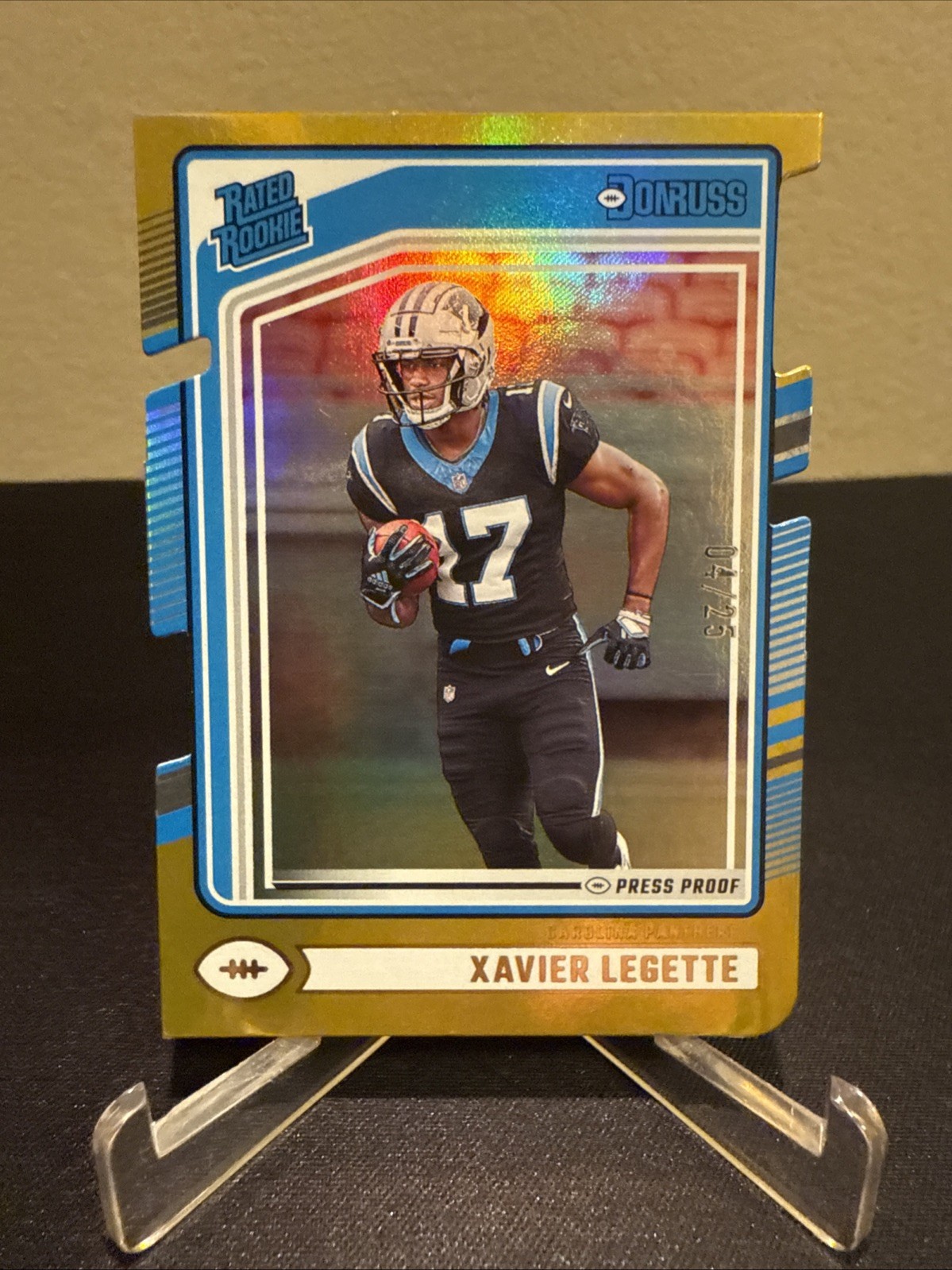 2024 Donruss Rated Rookie Xavier Legette RC Press Proof Gold Die-Cut /25