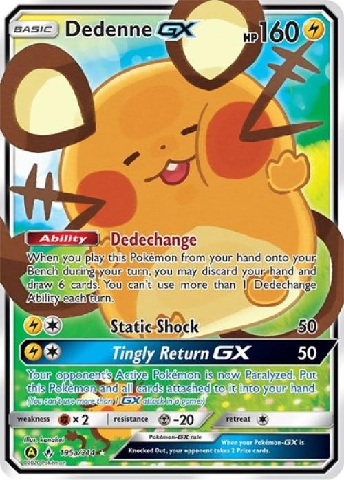 Pokemon Dedenne GX - 195a NM 1st Edition Normal Alternate Art Promos