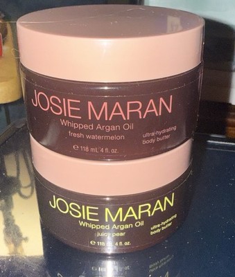 Josie Maran Whipped Argan Oil Body Butter Juicy Pear & Watermelon- 4 oz Each NEW