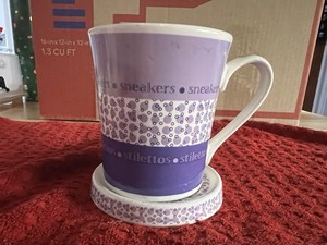 Harbor East Cup With Lid/Saucer Purple And White