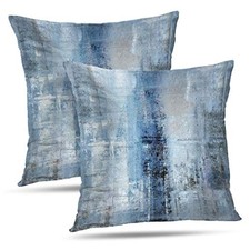 Abstract Art Artwork Pillow Cover, Gallery Modern 18" x 18" Blue and Grey