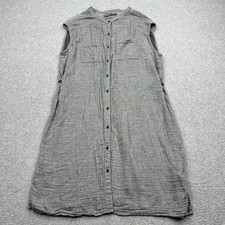 prAna Buenos Dias Dress Womens XL Gray Striped Organic Cotton Sleeveless Button