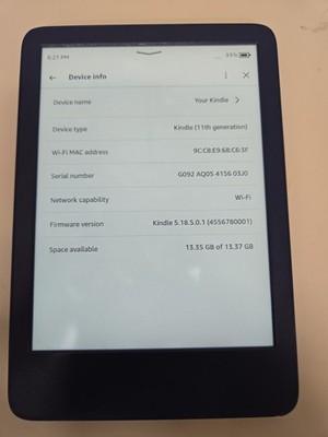 Amazon Kindle Basic Tablet C2V2L3 11th Gen Reader  Blue 16GB LightScuffs(6/16)