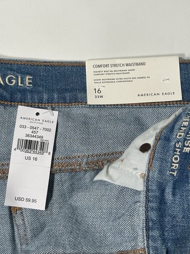 American Eagle Shorts Womens 16 Blue Highest Rise 90s Boyfriend Distressed Denim - Picture 13 of 14