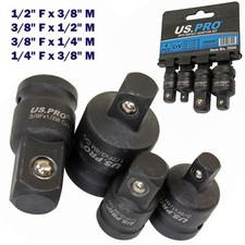 US PRO Tools 4 Piece Impact Adaptor Set 1/4" 3/8" 1/2" step up/down reducer