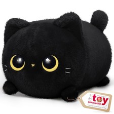 Cute Black Cat Plush Toy - Soft Kitten Cuddle Pillow, Gift for All Ages 8 Inch